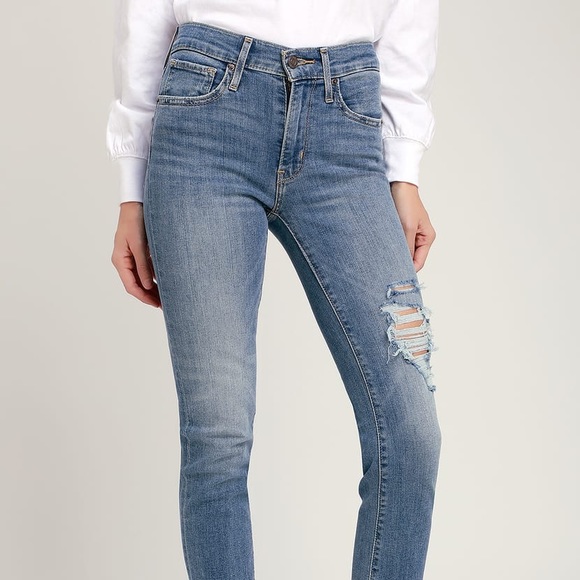 724 Distressed High-Rise Straight Cropped Jeans - Picture 2 of 6